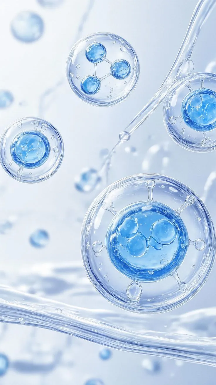 Illustration of bioinspired molecules encapsulated in bubbles: ARBIOTECH biotechnology research and development